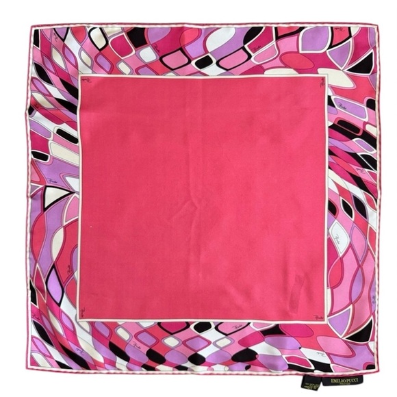 Emilio Pucci Other - VINTAGE EMILIO PUCCI Silk Pocket Square Pink Geometric Designer Handkerchief